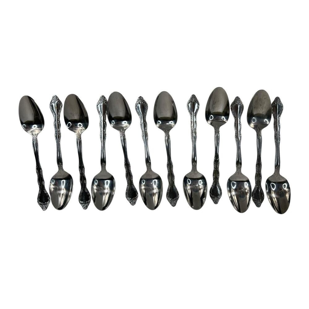 Michael Lloyd Lot Of 12 Teaspoons Stainless Flatware Stainless Replacement